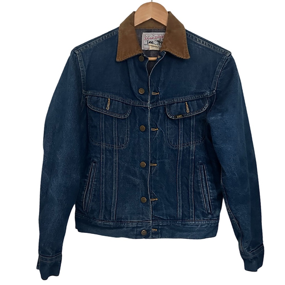 Vintage Lee Storm Rider Denim Jacket Men’s Size 36R Corduroy Collar